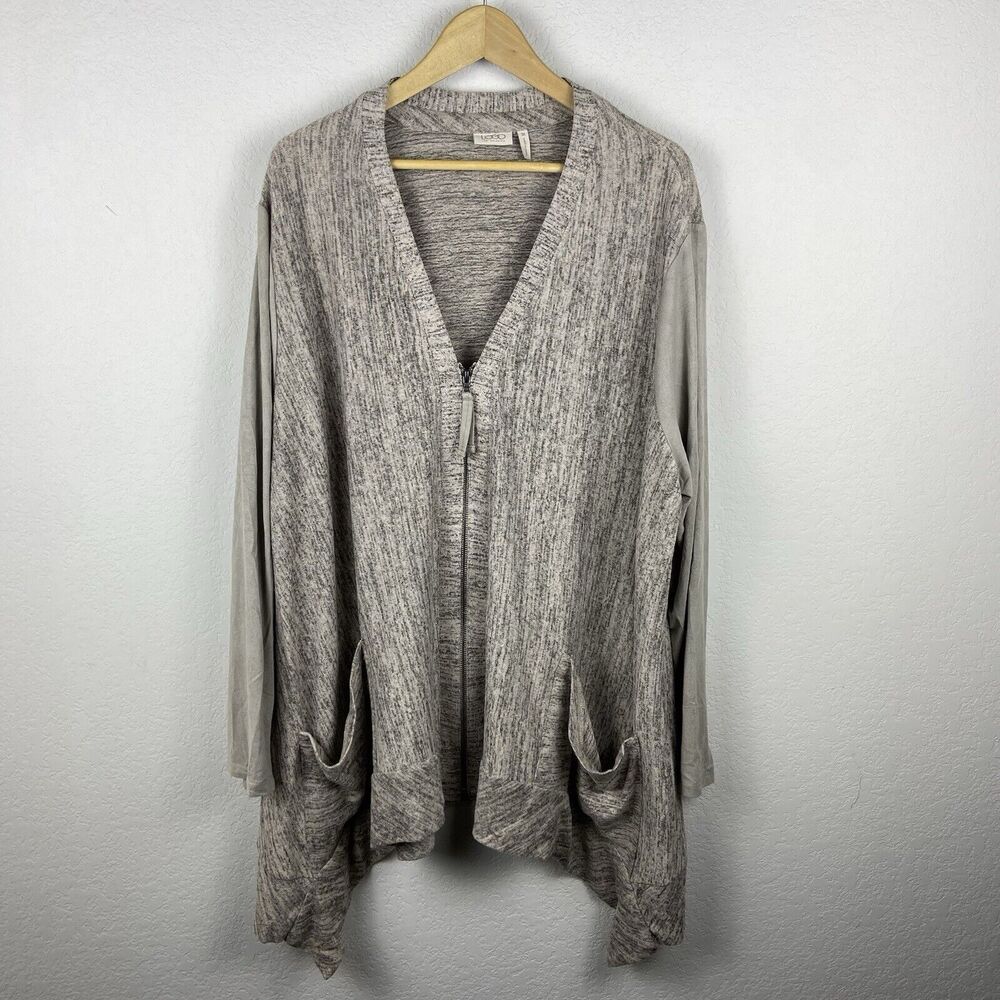 LOGO By Lori Goldstein Gray Full Zip Lagenlook Sweater/Jacket Size 3X